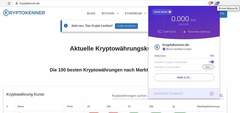 Brave Browser Kryptokenner