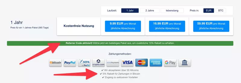 Cointracking.info Rabattcode Aktivierung