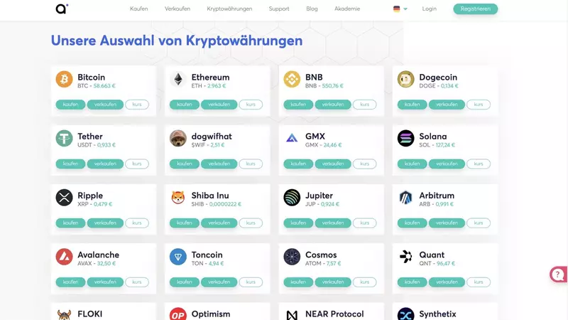 Anycoin Direct viele verfügbare Coins