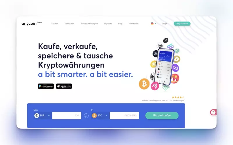 Anycoin Direct Kauf von Solana mit SEPA Überweisung