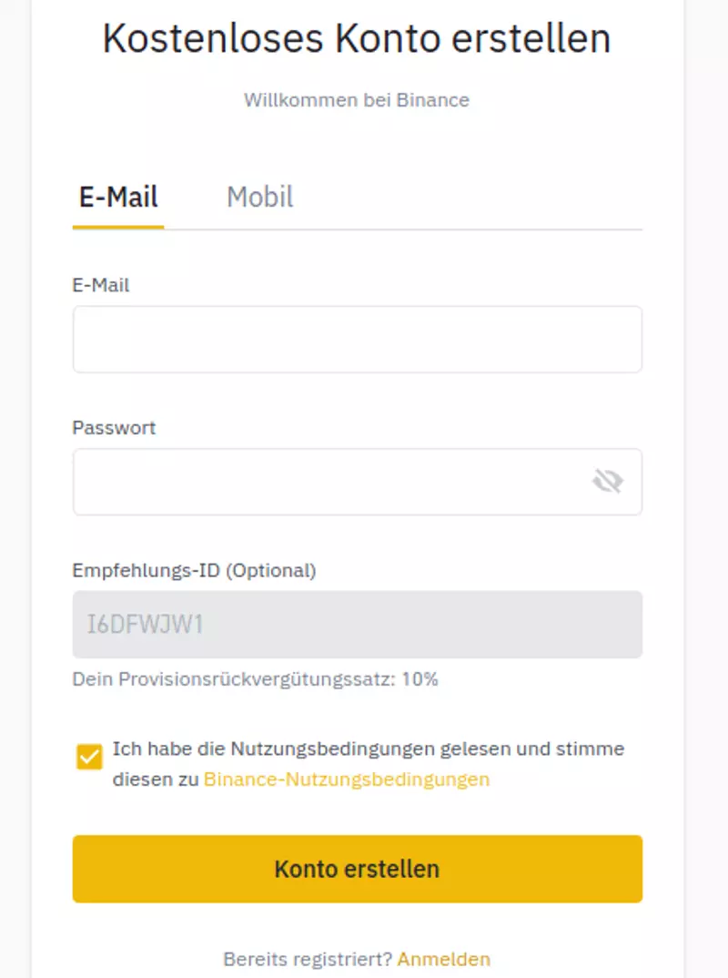 binance konto erstellen