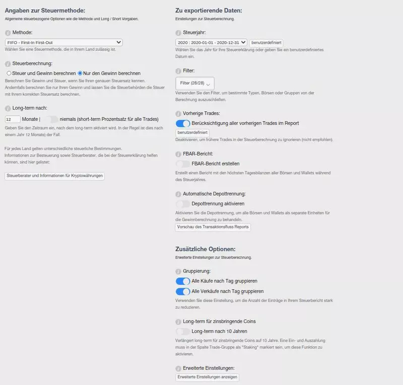 CoinTracking Steuerbericht