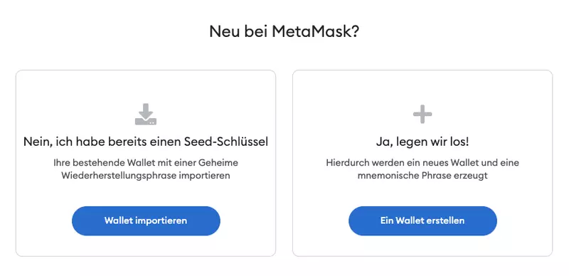 Metamask Wallet Einrichtung