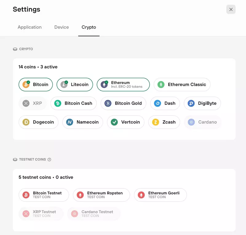 Trezor Suite Coins