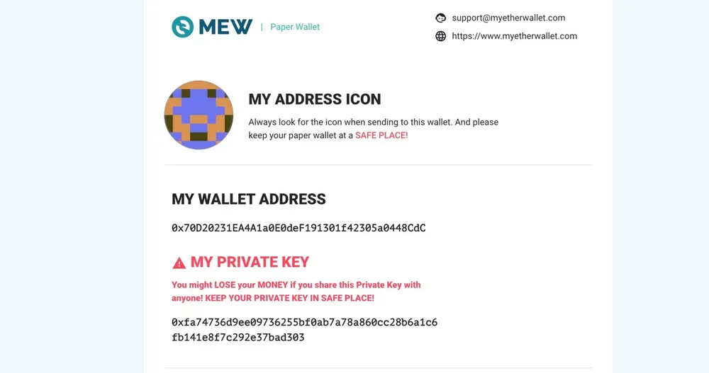 Ethereum Paper Wallet mit MEW