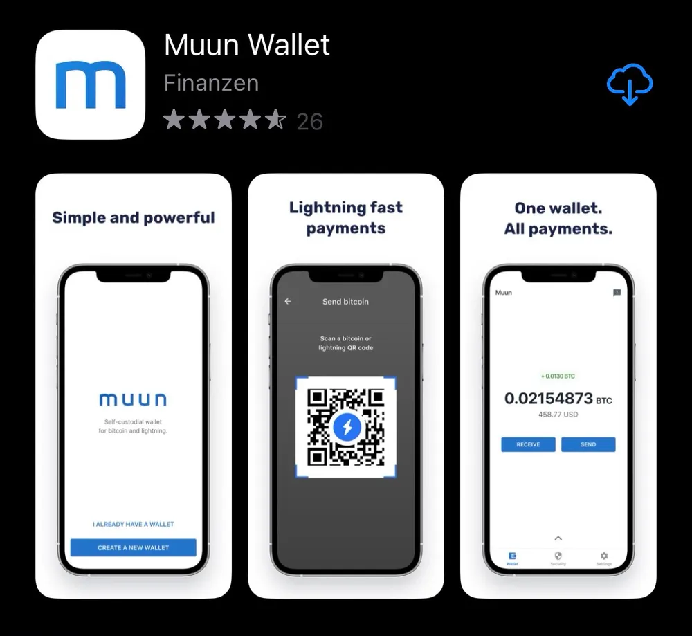 Muun Wallet im iOS Appstore
